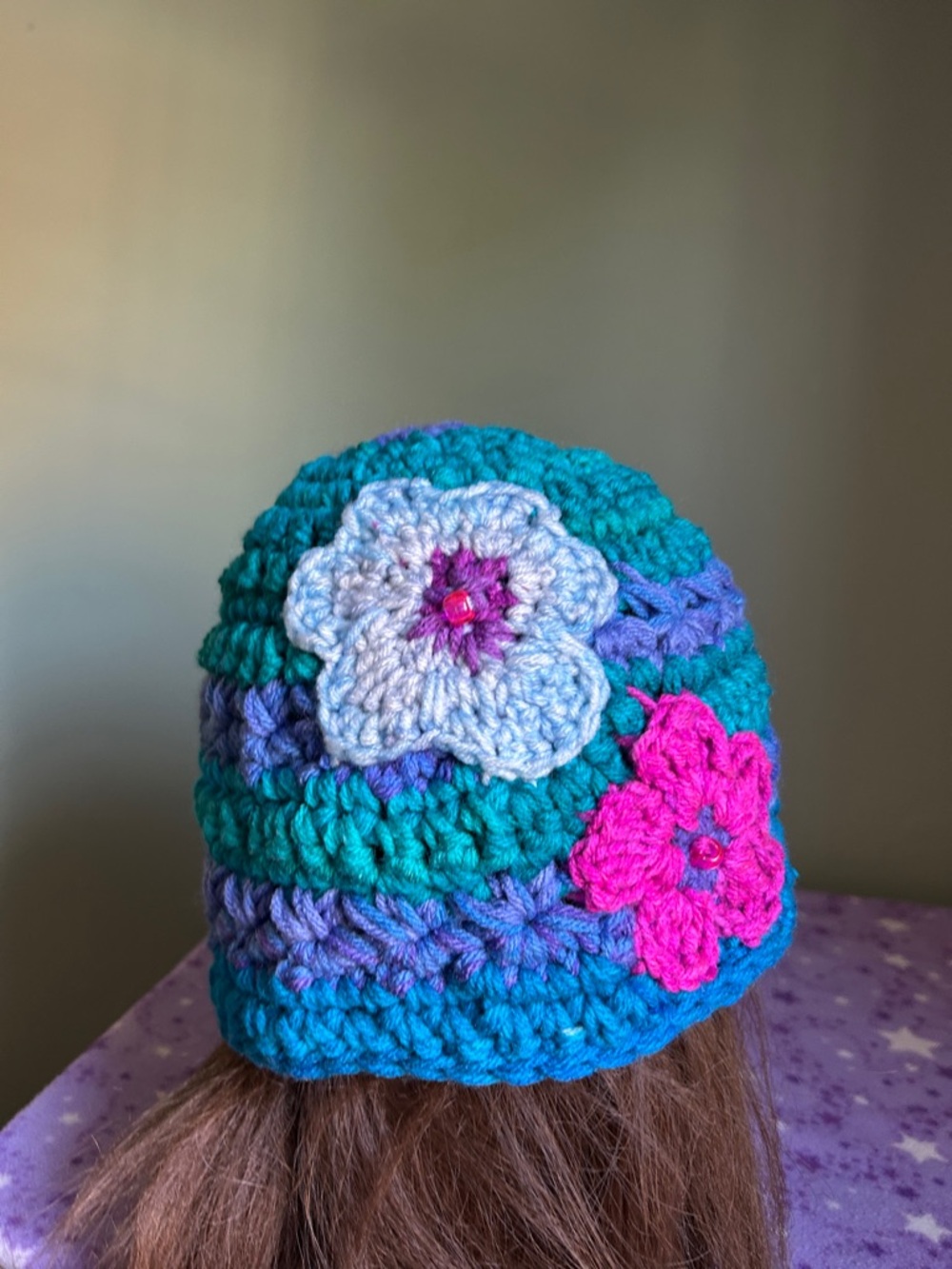 Crochet Beanie medium soft acrylic yarn new colorful